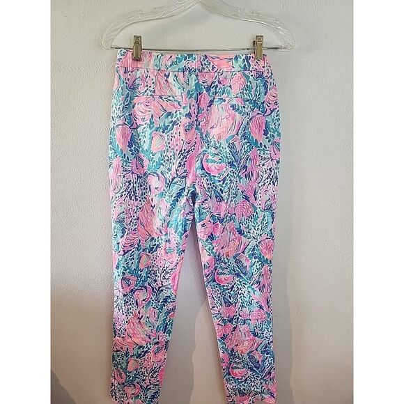 Lilly Pulitzer Pink Blue Seashells Pants Blue Pink Women's Size 2 Cotton Stretch - Picture 5 of 6